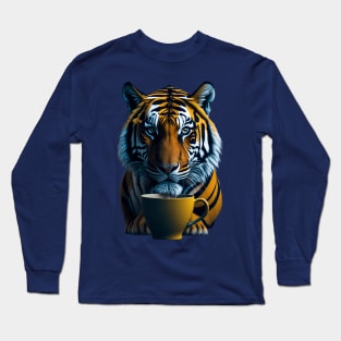 COFFEE CUP AND TIGER Long Sleeve T-Shirt